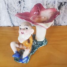 VTG Royal Sealy Gnome Pixie Under Flower Bud Vase Ceramic 3