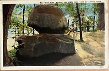 Muscatine Iowa Wildcat Den State Park Balanced Rock Vintage Postcard c1930 picture