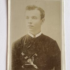 Antique Cabinet Card Photograph Handsome Man Catholic Priest ID Father Cullen picture