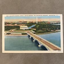 Postcard Arlington Memorial Bridge Lincoln Memorial Washington Monument Linen picture