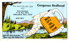 Gorgeous Redhead Beer City QSL Swap Club June Harrison Milwaukee WI Radio Card picture