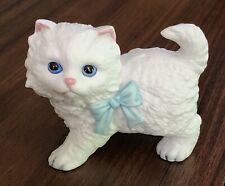 Homeco Vintage White Kitten w/Blue Bow Figurine picture