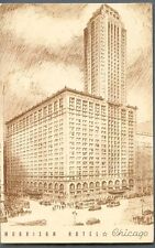 Chicago Illinois  loop district  The Morrison Hotel   ~ 1930's postcard picture