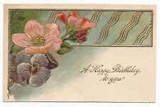 Happy Birthday To You Embossed Antique Postcard Dated 1908 picture