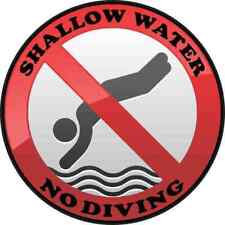 4x4 Shallow Water No Diving Permanent Vinyl Sticker Door Wall Fence Pool Sign picture