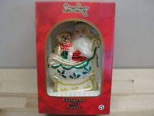 NEW LARGE STERLING EUROPEAN STYLE GLASS SANTA CLAUS CHRISTMAS ORNAMENT picture