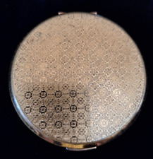 Vintage STRATTON POWDER COMPACT Gold Tone Floral Mirror/Puff/Screen picture