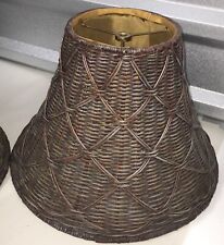 Vintage Woven Wicker Basket Look Lamp Shade Bell Shape Rattan 9”x 15” Flaw Read picture