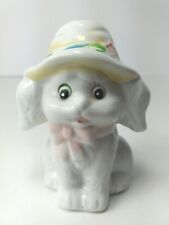 Vintage Handpainted Porcelain Dog Figurine Easter Bonnet CWI Brooklyn 3 Inch picture