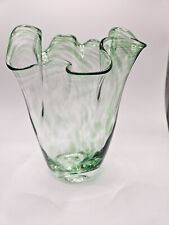 Green, Handmade,  Blown Glass Handkerchief Vase 8
