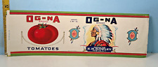 1940's OG-NA Brand Rowley New York Vegetable Fruit Crate Label picture