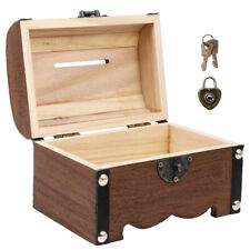 Storage Box Treasure Box Wooden Treasure Box with Lock Bank Money Saving Box picture