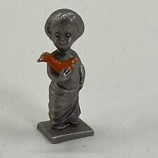 Pewter Figurine by Lamb Child Wearing Wrap Holding Duck Miniature 1982 Signed picture