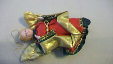 CERAMIC CHRISTMAS ANGEL FIGURINE ORNAMENT RED WITH GREEN AND GOLD picture