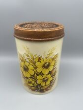 Vintage Cheinco Housewares Metal Floral Kitchen Canister Faux Wood Fruit Top picture