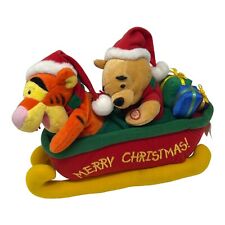 Merry Christmas Santa Winnie The Pooh And Tigger Sleigh Animatronics Disney VTG picture
