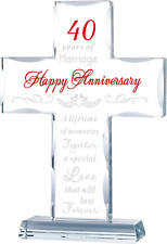 40Th Wedding Anniversary Cross Gifts for Parents, 40 Years of Marriage Glass Sta picture