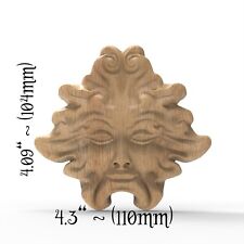 Wood Carved Green Leaf Women Wall Plaque Face Sculpture Garden Home Ornament DIY picture