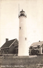 LP57 East Tawas Michigan Light House 1944 RPPC Postcard picture