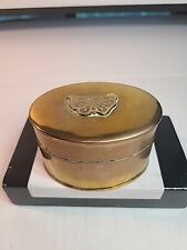Vintage Butterfly Brass Trinket Box With Hinged Lid Made In India 3 1/2” picture