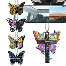 Butterfly Jesus Cross Hanging Ornament for Car, Christian Lover Religious Auto picture
