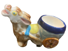 Vintage Antique Ceramic Donkey Planter with Cart Made in Japan picture