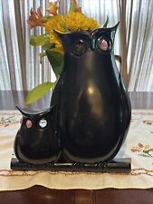 Vintage 70's MCM Syroco Black Plastic Owl Wall Art Hanging picture