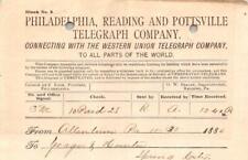 1886 Philadelphia Reading And Pottsville Telegraph Company to Yeager & Hunter picture