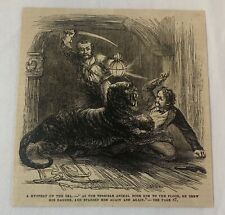 1880 magazine engraving ~ BATTLING A MONSTER BELOW DECK at sea picture