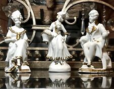 VTG -Set of 3 Porcelain Figurines  White with Gold Trim - Marked Made in Japan  picture