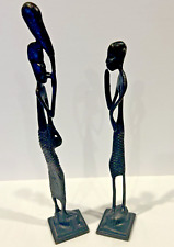 Cast Bronze African Tribal Art Sculptures/12 Inches Tall/ Set of (2) ~ picture