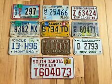 Set of 10 Motorcycle/Trailer License Plates in Craft Condition picture