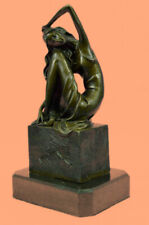 Signed Original French Artist Patoue Nude Naked Nymph Bronze Sculpture Decor picture