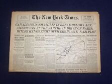 1944 AUG 9 NEW YORK TIMES - CANADIANS DASH 6 MILES IN BREAK BELOW CAEN - NP 6604 picture