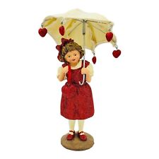 KD Vintage Designs Valentine’s Day Figurine Girl With Umbrella & Heart RARE picture