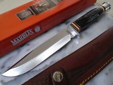Marbles Black Buffalo Horn Bowie Fixed Blade Hunter Knife MR456 Leather Sheath picture