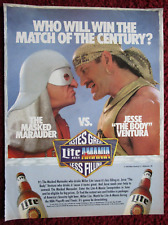 1989 MILLER LITE Beer Print Ad ~ Wrestling JESSE VENTURA vs The Masked Marauder picture