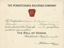 1950 Pennsylvania Railroad Company Certificate Of Duty Relief The Roll Of Honor  picture
