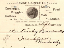 Josiah Carpenter Rochelle IL 1895 Billhead Livery Stable Carriages Buggies picture