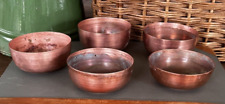 Vintage Set of 5 Cute Copper Small Stacking Bowls or Cups 3.5” Diameter picture