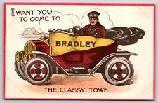 Bradley Michigan~I Want You To Come To Classy Town~Red Convertible~1913 Postcard picture