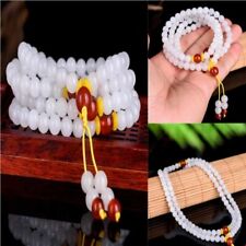 6mm 108 Natural Hetian jade Gemstone Necklace Prayer Mala beads Stackable picture
