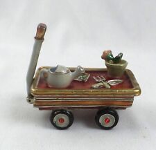 Monet Trinket / Hinged Box ~ Metal Enamel ~ Wagon w/Garden Items picture