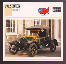 1912 Buick Model 34 Roadster USA Car Photo Spec Sheet Info Stat ATLAS CARD picture