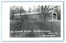 c1940's Covered Bridge Farmland Indiana IN RPPC Photo Unposted Vintage Postcard picture