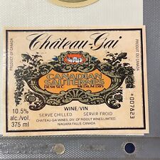 Vintage Chateau-Gai Canadian Sauterne White Wine Niagara UNUSED Paper Label Q26 picture