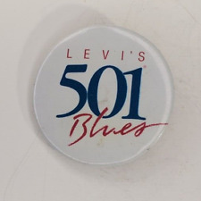 VINTAGE 1985 LEVI'S 501 BLUES Denim Jeans Litho Pinback Button picture