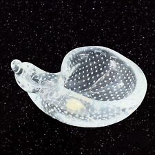 Venetian Murano Clear Art Glass Shell Miniature Dish Trinket Small Bubbles Label picture