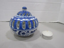 NEWVintage~SILVESTRI~Handcrafted Chinese Blue&White Printed~Votive Candle Holder picture