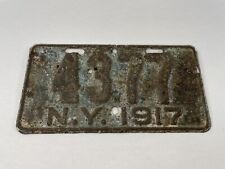 1917 NY Motorcycle License Plate 4377 picture